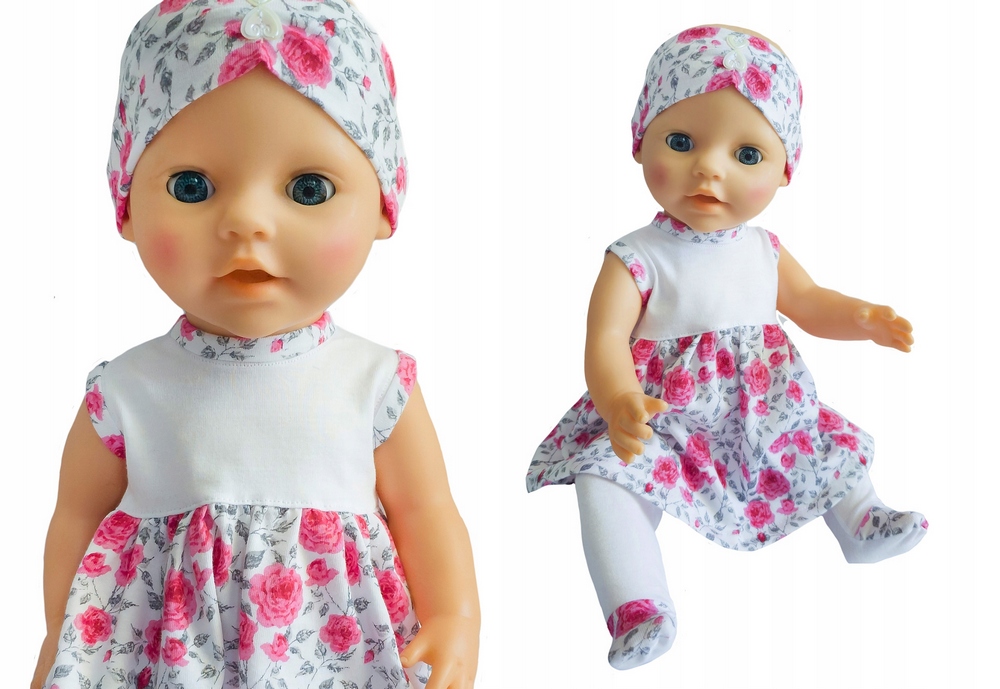 Súprava: šaty, čelenka a pančušky | Bábätko narodené 43 cm